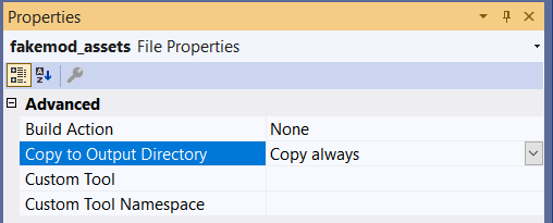 Assets file properties
