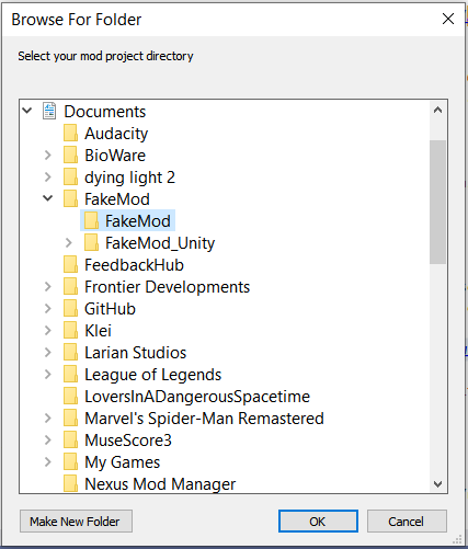 Select mod project directory